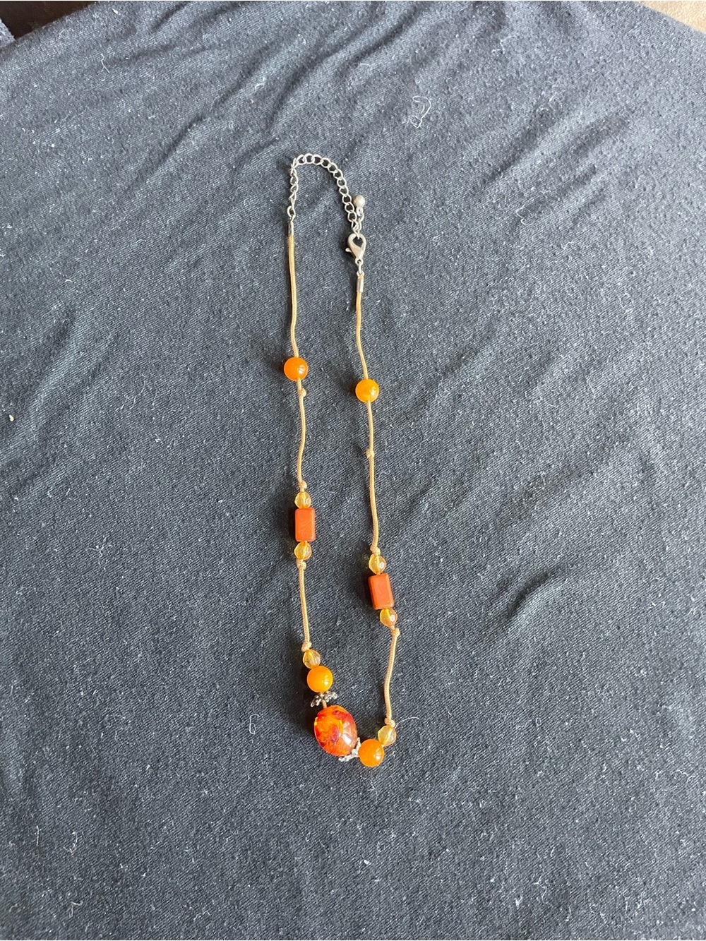 Orange Bead Pendant Necklace - Women's Fashion Jewelry